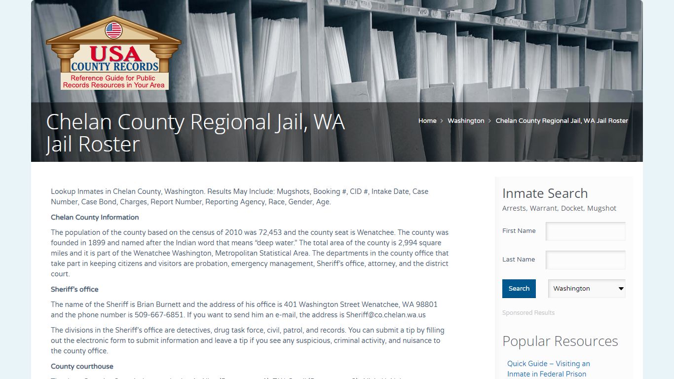 Chelan County Regional Jail, WA Jail Roster | Name Search